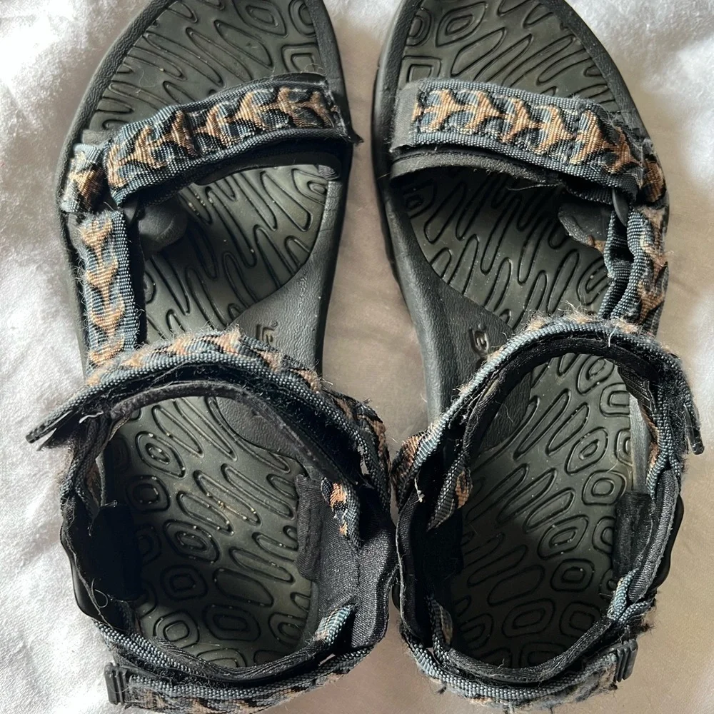 Teva Black and Tan Outdoor Sandals with Adjustable Straps